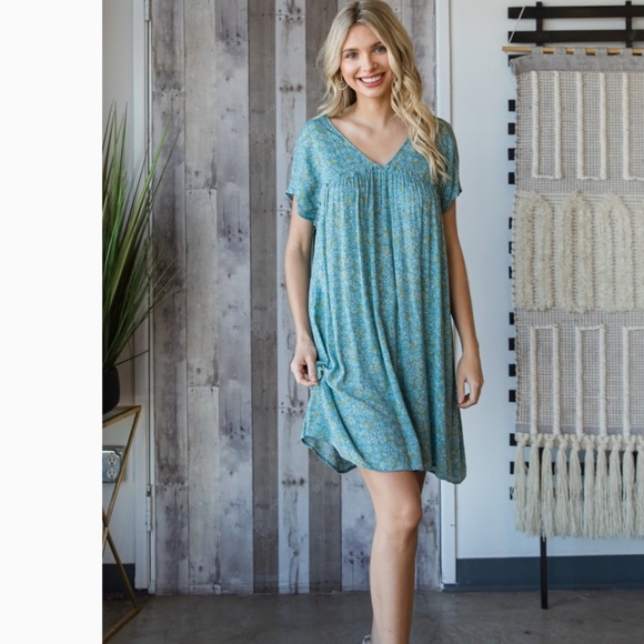 Veveret ❤️ 230 Veveret Floral V Neck Crisscross Open Back Mini Dress - Picture 7 of 7